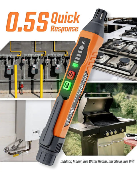 Portable Combustible Gas Leak Detector With Audible Alarm And Bright Visual LED, handheld sniffer near gas appliances