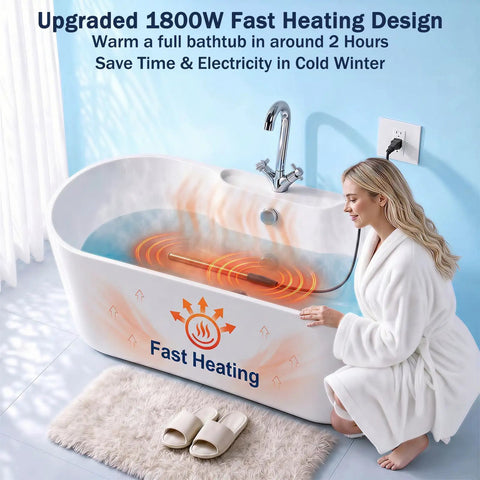 Portable 1800 Watt Immersion Water Heater For Small Pools And Tubs With Plug And Play Setup For Instant Hot Water in bathtub.
