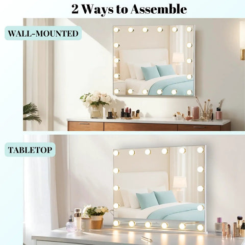Hollywood Vanity Tabletop Makeup Mirror With USB Powered Dimmable LED Lights Touch Sensor Controls 12 LEDs For Daylight And Warm Settings Crystal Clear Reflection For Flawless Makeup Glam Ready