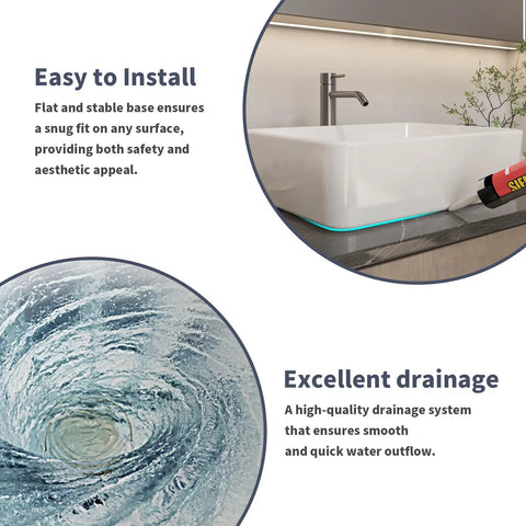 Premium Rectangular Ceramic Vessel Sink, Above Counter Bathroom Basin With Crisp White Glaze, Built Like A Tank For Durability And Style, An Effortless Upgrade For Any Modern Vanity Setup Today