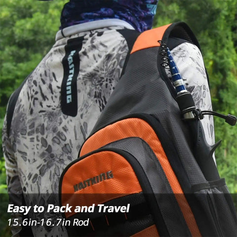 Angler with backpack carrying Compass Telescopic Casting Fishing Rod 6Ft Travel Rod For Freshwater And Saltwater Angling Go Anywhere