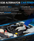 Mechanic installing Road Ready 150A 12V Car Alternator Replacement for Nissan Murano 2015 2016 2017, Pathfinder 2013 2017