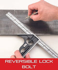 Ultra Precision 4 Inch Steel Combination Square With Square Head, Reversible Lock Bolt during metal sheet measurement.