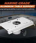 Boat seat pedestal mount with white marine-grade aluminum base, 2-7/8-in post and fore-aft slide