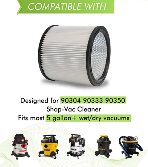 Replacement Cartridge Filter Foam Sleeve For 5 Gallon Wet Dry Vacuums Compatible With Type U X W 90304 filter with vacuum images