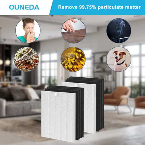 Two Pack HEPA Replacement Filters With Odor Pre-Filters For AP 1512HH Air Purifier, True H13 Filtration in living room