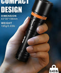 Hand holding compact Beast 3600 Lumen Dive Light With 150M Depth Rating And 300M Long Range Beam, torch size 43x30x156mm.