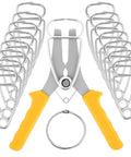 Ultimate Miter Spring Clamp Pliers Kit For Woodworking Pros Plus Crown Molding Tools With 16 Clamps And Storage Ring To Make Your Carpentry Game Stronger Today, steel clamp set with yellow handles