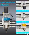 Heavy Duty Desktop CNC Router 4040 with Linear Guide Ball Screw for effortless milling and carving, featuring multiple spindle attachments.