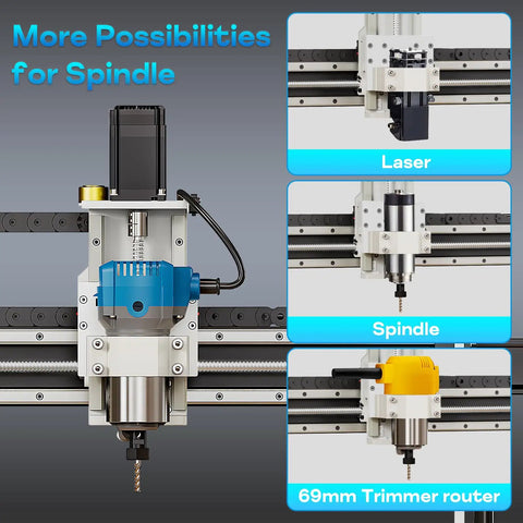 Heavy Duty Desktop CNC Router 4040 with Linear Guide Ball Screw for effortless milling and carving, featuring multiple spindle attachments.