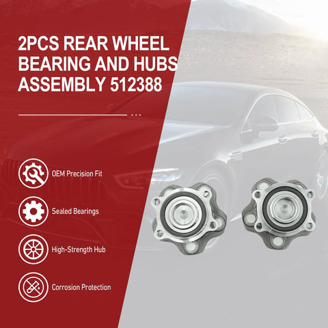512388 Two Piece Rear Wheel Bearing And Hub Assembly Kit For Nissan Altima Maxima Murano Pathfinder Infiniti JX35 QX60 RVR