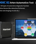 8 Channel USB Automotive Diagnostic Oscilloscope With DAQ And Programmable Signal Generator For Cars And Trucks, Real Time Waveforms, Ignition, Sensor And Bus Diagnostics, Probes Included next to a laptop displaying diagnostic software interface.