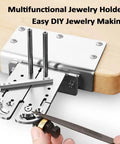 Heavy Duty Adjustable Jaw Locking Tool Stainless Steel Bench Vise for Jewelry Making, showing adjustable jaws and wood mount.