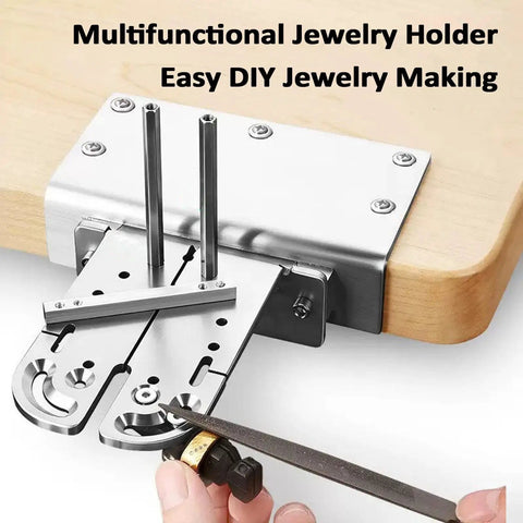 Heavy Duty Adjustable Jaw Locking Tool Stainless Steel Bench Vise for Jewelry Making, showing adjustable jaws and wood mount.