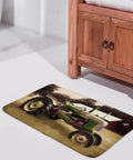 Thick Soft Absorbent Old Tractor Photo Farm Bath Rugs For Bathroom Mats with Non Slip Backing in a farmhouse bathroom setting