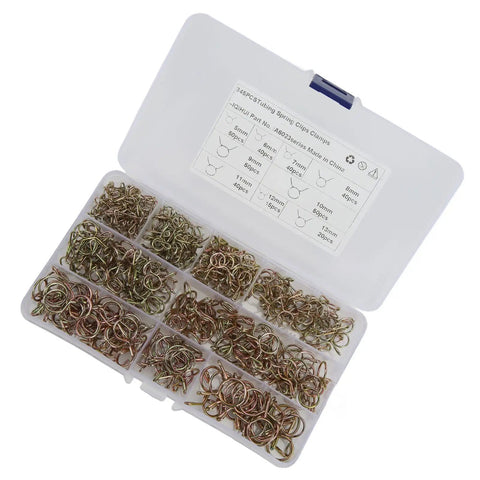 Ultimate 65 Manganese Steel Spring Clips And Hose Clamp Assortment Kit With 345 Pieces In 9 Sizes Perfect For Fixing Fuel Lines On Atvs Motorcycles And Snocyclers That Need A Solid Grip Without Breaking The Bank, 345-piece organizer box