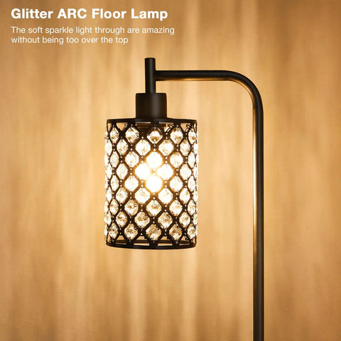 Crystal Floor Lamp With On Off Foot Switch featuring warm 3000K crystal lampshade, modern tall design for living room lighting.