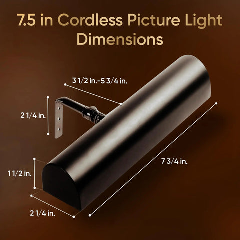 Battery Operated Picture Light With Wireless Remote Control Dimmable Art Light For Wall Or Frame 7.75 Inch dimensions