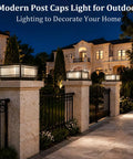 Top Notch Hardwired Outdoor Post Lights Big 15.75 Inch Column Fixture With Cozy 3000K Bulbs To Kick Up Your Porch Game Featuring Easy Hardwired Install And Totally Slick Modern Glow That Seriously Delivers on stone columns illuminating a luxury yard.