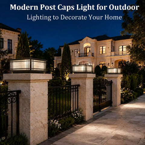 Top Notch Hardwired Outdoor Post Lights Big 15.75 Inch Column Fixture With Cozy 3000K Bulbs To Kick Up Your Porch Game Featuring Easy Hardwired Install And Totally Slick Modern Glow That Seriously Delivers on stone columns illuminating a luxury yard.