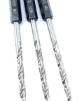 Three Piece Replacement Tapered Countersink Drill Bit Set For Wood Size Six With All Bits The Same Size Replacement Only Countersink Bits For Woodworking Projects Hex Shank Compatible Durable DIY Grade, showing three drill bits with hex shanks.
