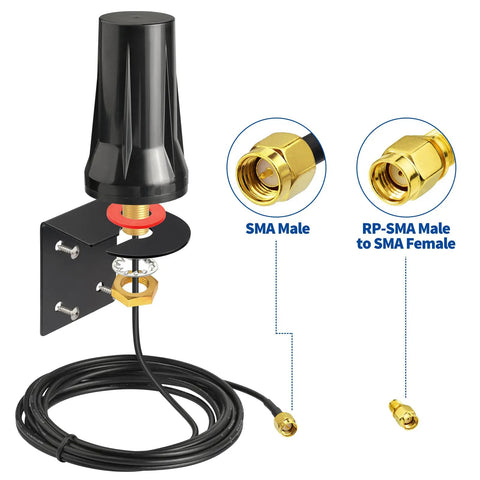 Outdoor 4G LTE Antenna With Wall Mount Waterproof SMA Male Connector Omnidirectional 5dBi Gain For Verizon AT T Mobile Sprint