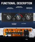 HVAC Air Conditioning Climate Control Panel For 1996 Through 2000 Chevy GMC Full Size Trucks And SUVs C1500 C2500 C3500 Suburban Tahoe Yukon Cadillac Escalade Without Rear Window Defogger Replace 599007 showing front and back views with knobs and pins