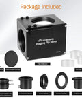 1.25 Inch Flip Mirror For Telescope With Eyepiece Adapter And Camera Attachment shown with included accessories