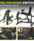 One-pin mode switch on Dual Mode Leg Extension And Curl Machine For Home Gym with Adjustable Seated Leg Press
