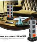 Heavy Duty Usb Power Strip With Secure Outlet Protectors Multi Port Smart Charger Fireproof Build on table with phone and decor.