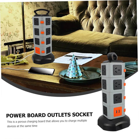 Heavy Duty Usb Power Strip With Secure Outlet Protectors Multi Port Smart Charger Fireproof Build on table with phone and decor.