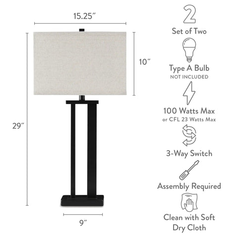 Aniela Contemporary 29 Inch Table Lamp Set Bronze Finish With Open Silhouette Two Pack Modern Metal Lamps details