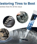 Tire Plug Kit for Tubeless Flats, 20 Pcs Screw In Plugs in Two Sizes, Portable Emergency Tire Repair Kit for Cars SUVs Motorcycles and ATVs, Fast Easy Flat Repair On The Go with images of cracks, holes, and worn treads.