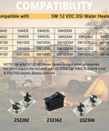 Top Travel Trailer Water Heater Repair Kit With Control Board Thermo Assemblies Electrode And Rocker Component For 12V Systems compatibility chart with part numbers.