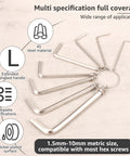 Super Tough 8Pcs Metric Hex Key Set With Handy Keyring, Heavy Duty L Shape Allen Wrenches, Nickel Plated Ratchet Drivers, 1.5mm-10mm, 45 steel