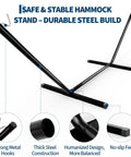 12 Ft Outdoor Hammock Stand Built From Heavy Duty Steel For Two People With Hooks And Chains 450 Lbs Capacity Portable Black