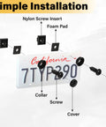 No Sweat Heavy Duty Tamper Proof License Plate Screws Set With Security Hex Buttons And Included Tool to install license plates.