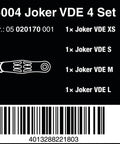Image showing 6004 Joker VDE 4 Set 1 with sizes, product code, and barcode for Joker VDE 4 Piece Insulated Screwdriver Set For Electrical Work