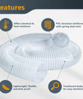 Top Shelf 2.5 By 20 Foot Flexible Dust Collection Hose With Two Lock Tight Stainless Steel Clamps, translucent, flexible, designed for dust control.