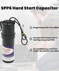 Hard Start Kit For Air Conditioners With Hard Start Capacitor 115V To 288VAC shown with installation instructions