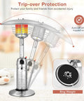 Outdoor Propane Patio Heater 11,000 BTU Portable Tabletop With Weighted Base Stainless Steel Adjustable Thermostat in action