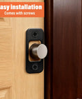 Four Pack Deadbolt Strike Plate 1 Inch By 2 And A Quarter Inch Round Corner With Screws Matte Black Stainless Steel on door