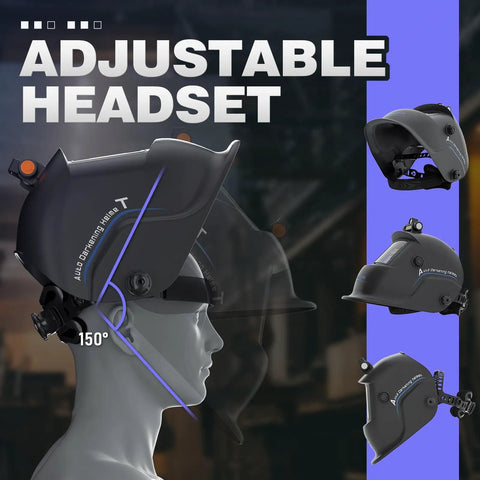 True Color Auto Darkening Welding Helmet Solar Powered With Wide Shade 4 To 13, adjustable headset feature.