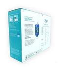 Side view of a box for Faucet Mount Replacement Filter 5 Pack With Mineral Clear Design, detailing purification capabilities.