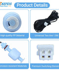 Plug And Play Water Level Float Switch For Commercial Ice Machines No Fuss Quick Install Universal Two Line Sensor Replacement For Ice Makers Food Grade PP Material 12 Volts, 1.5m cable