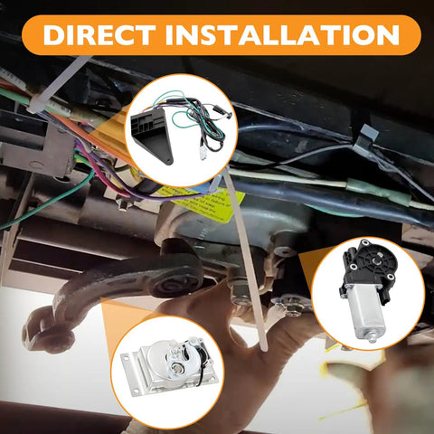 Hand installing RV Step Motor Conversion Kit With Curved Linkage For Electric RV Steps 22 23 28A 30 32 33 34 35 36 38 40 Series