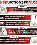 Instructions for use of 1 Inch Aluminum EMT Conduit Bender With Foot Pedal And Degree Marks Heavy Duty Manual Pipe Bending Tool.
