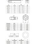 Technical diagrams and size chart of All In One Pro Grade Stainless Steel Screw And Nut Kit M1.6 Through M8 Phillips Flat Countersunk