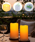 Lit Outdoor Solar Pillar Candles 3x6 Inches Waterproof Rechargeable Flameless Flickering Lights With Dusk To Dawn Sensor glowing