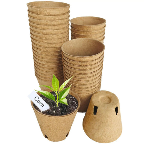 Biodegradable Peat Pots Seed Starter Kit 45 Pack 3.15 Inch With Drainage Holes Includes 30 Plant Labels
